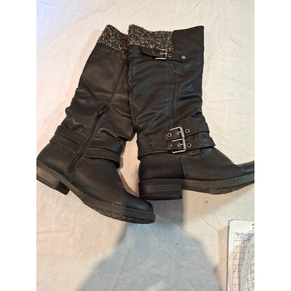 Xoxo Black Knee High womens boots Size 8 Leather Look